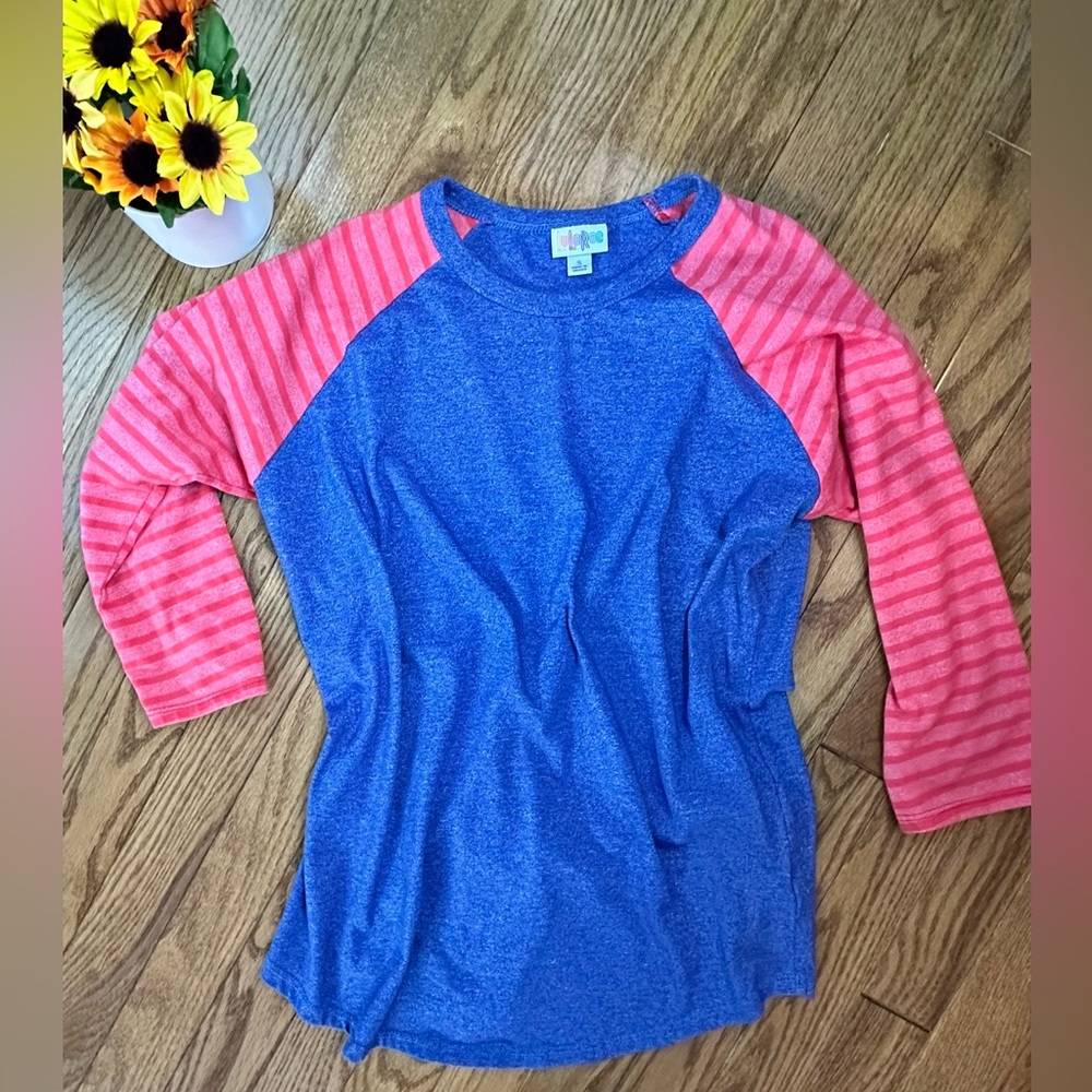 Lularoe Blue and Orange Baseball Tee size Small